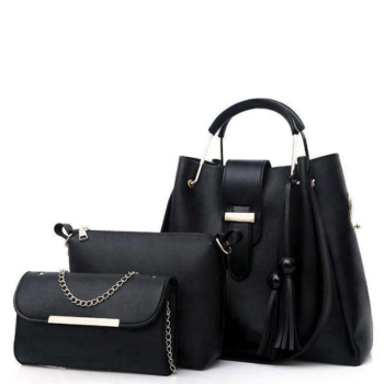 Stylish Leather Hand Bag Set - 3 Pcs for Girls