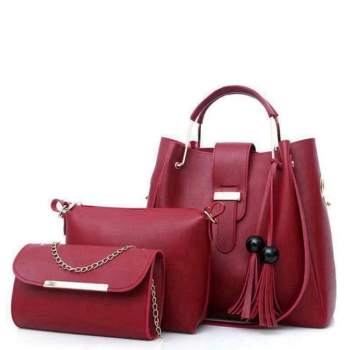 Stylish Leather Hand Bag Set - 3 Pcs for Girls