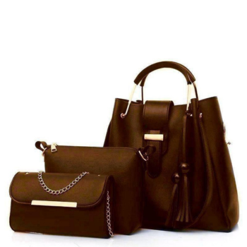 Stylish Leather Hand Bag Set - 3 Pcs for Girls