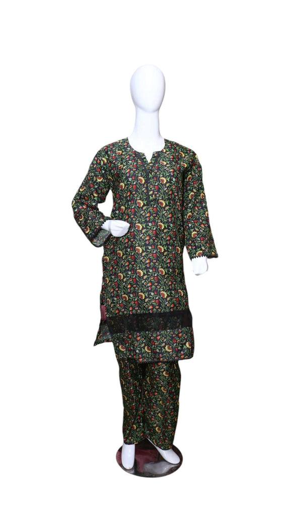 2 Pcs Women's Stitched Printed Shirt And Trouser