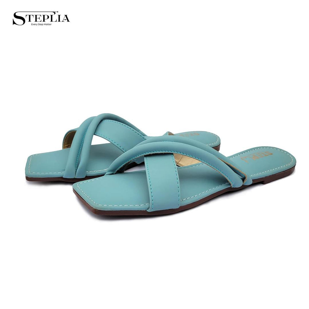 Stylish Women's Casual Leather Flats - 1 Pcs in Turquoise