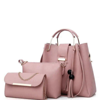 Stylish Leather Hand Bag Set - 3 Pcs for Girls