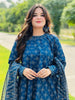 Uswa Zia 3 Piece Printed Swiss Lawn Suit – Blue, Stitched Suit (standard Size)